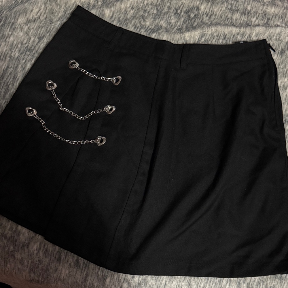 Hot Topic Black Mini Skirt with Chain Detail